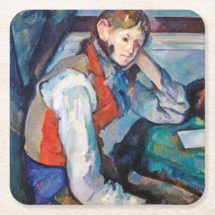 Dessous-de-verre Carré En Papier Le Garçon de la Veste Rouge, Cezanne