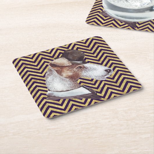 Dessous-de-verre Carré En Papier Le Gentleman Airedale (Incliné)