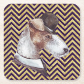 Dessous-de-verre Carré En Papier Le Gentleman Airedale (Devant)