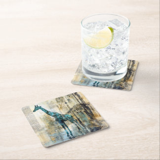Dessous-de-verre Carré En Papier Le Girafe Bleu sur Coaster Parisien