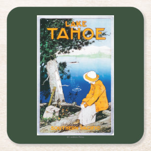 Dessous-de-verre Carré En Papier Le lac Tahoe PosterLake promotionnel Tahoe, CA