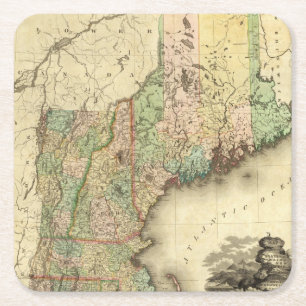 Dessous-de-verre Carré En Papier Le Maine, New Hampshire, Vermont, le Massachusetts