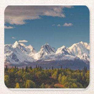 Dessous-de-verre Carré En Papier Le mont McKinley Alaska