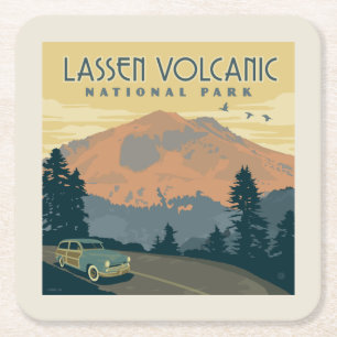 Dessous-de-verre Carré En Papier Le Parc national volcanique de Lassen Voyage rou