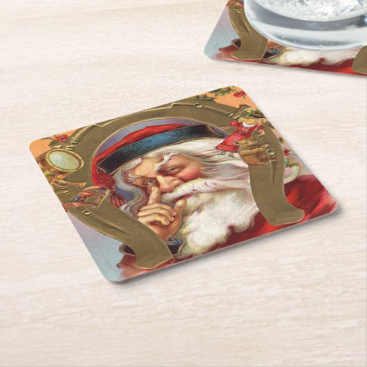Dessous-de-verre Carré En Papier Le Père Noël connaît Noël (Incliné)