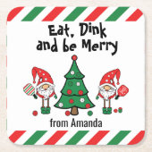 Dessous-de-verre Carré En Papier Le pickball de Noël (Devant)