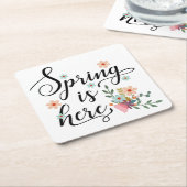 Dessous-de-verre Carré En Papier le printemps est là (Incliné)