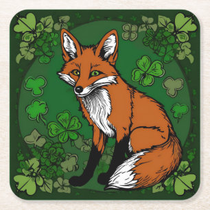 Dessous-de-verre Carré En Papier Le renard et les Shamrocks