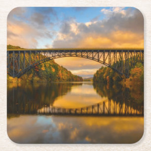 Dessous-de-verre Carré En Papier Le Roi français Bridge dans l'automne