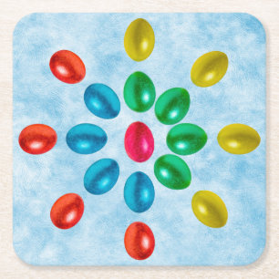 Dessous-de-verre Carré En Papier Le soleil des oeufs de Pâques