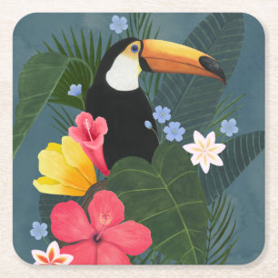 Dessous-de-verre Carré En Papier Le Toucan tropical en pleine nature