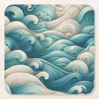 Dessous-de-verre Carré En Papier Le Tourbillon de Vagues Océaniques du Studio Maiso