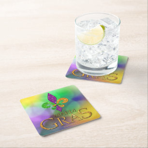 Dessous-de-verre Carré En Papier Le vert violet doré festif de SlipperyJoe sur le t