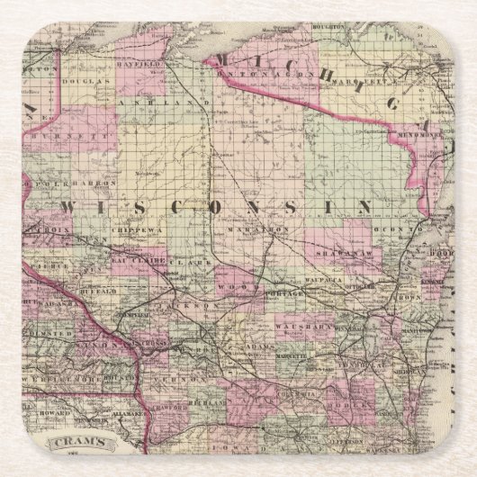 Dessous-de-verre Carré En Papier Le Wisconsin 9 (Devant)