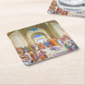 Dessous-de-verre Carré En Papier L'école d'Athènes, Raphael (Incliné)