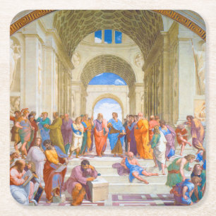 Dessous-de-verre Carré En Papier L'école d'Athènes, Raphael