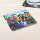 Dessous-de-verre Carré En Papier Lecture en été (Incliné)