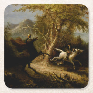 Dessous-de-verre Carré En Papier Légende du Fantôme de Halloween du Cavalier sans T