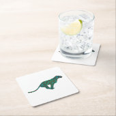 Dessous-de-verre Carré En Papier Léopard Brown et Turquoise (En situation)