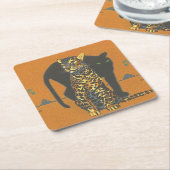 Dessous-de-verre Carré En Papier Leopard et Panther (Incliné)