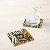 Dessous-de-verre Carré En Papier Leopard et Zebra (En situation)