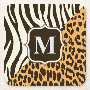 Dessous-de-verre Carré En Papier Leopard et Zebra