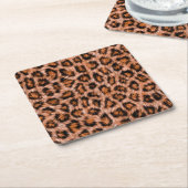 Dessous-de-verre Carré En Papier Leopard Jaguar Chat fourrure Brown Motif-24609 (Incliné)