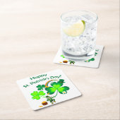 Dessous-de-verre Carré En Papier Leprechaun et Shamrock (En situation)