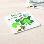 Dessous-de-verre Carré En Papier Leprechaun et Shamrock (Incliné)