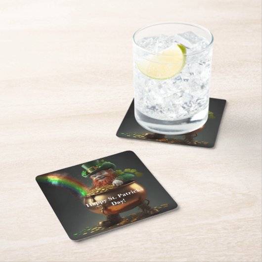 Dessous-de-verre Carré En Papier Leprechaun Pot Of Gold  (En situation)