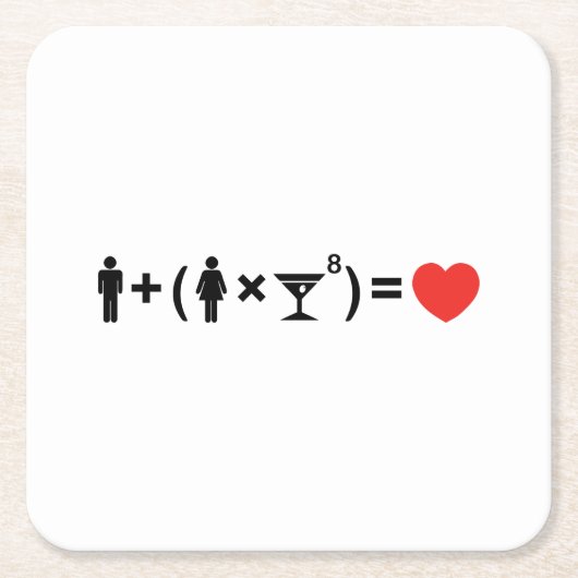 Dessous-de-verre Carré En Papier L'équation d'amour pour les femmes (Devant)