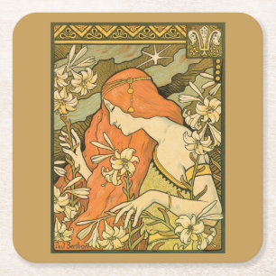 Dessous-de-verre Carré En Papier L'Ermitage Française Nouveau Femme dans le champ d