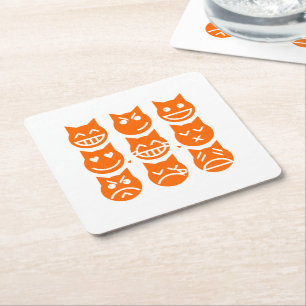 Dessous-de-verre Carré En Papier Les 9 vies du chat Emoji