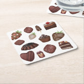 Dessous-de-verre Carré En Papier Les amateurs de chocolat (Incliné)