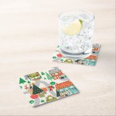 Dessous-de-verre Carré En Papier Les animaux mignons en bois de Noël (En situation)