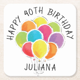Dessous-de-verre Carré En Papier Les ballons colorés de joyeux anniversaire
