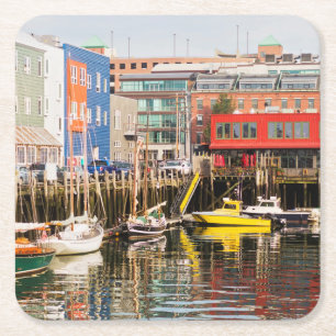 Dessous-de-verre Carré En Papier Les bateaux ont amarré   Portland, Maine
