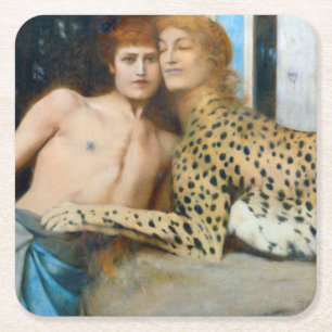 Dessous-de-verre Carré En Papier Les Caresses, Fernand Khnopff