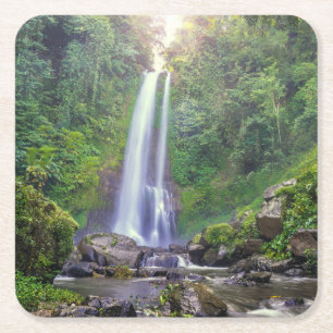Dessous-de-verre Carré En Papier Les cascades Bali, Indonésie