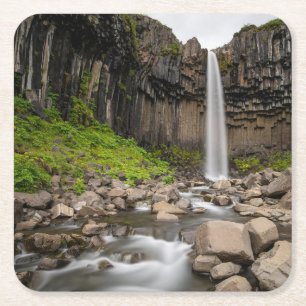 Dessous-de-verre Carré En Papier Les cascades Cascade de Svartifoss, Islande du S