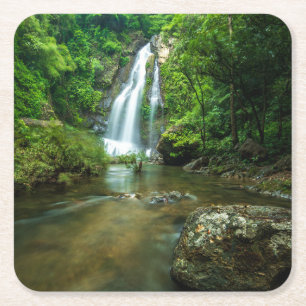 Dessous-de-verre Carré En Papier Les cascades Cascade de Tamnung, Phuket Thaïland