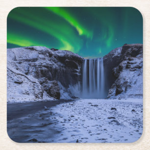 Dessous-de-verre Carré En Papier Les cascades Cascade Skógafoss
