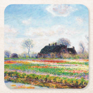 Dessous-de-verre Carré En Papier Les champs de tulipes au Pays-Bas, Monet