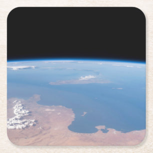 Dessous-de-verre Carré En Papier Les Côtes De Tunisie Et Libye Et L'Île De Sicile