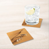 Dessous-de-verre Carré En Papier Les déserts | Marche touareg avec chameaux (En situation)