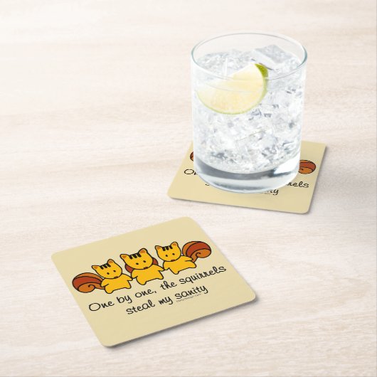 Dessous-de-verre Carré En Papier Les écureuils volent ma santé d'esprit (En situation)