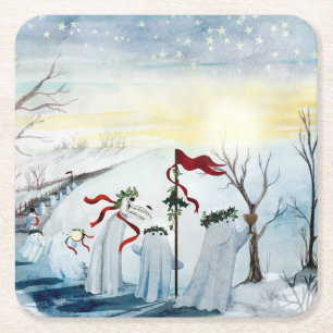 Dessous-de-verre Carré En Papier Les fantômes de la Wassailing