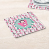 Dessous-de-verre Carré En Papier Les Filles Se Rendre À Des Endroits (Incliné)