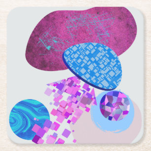 Dessous-de-verre Carré En Papier Les Formes Modernes Purple Et Cyan