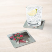 Dessous-de-verre Carré En Papier Les Geraniums rouges comme un robuste (En situation)